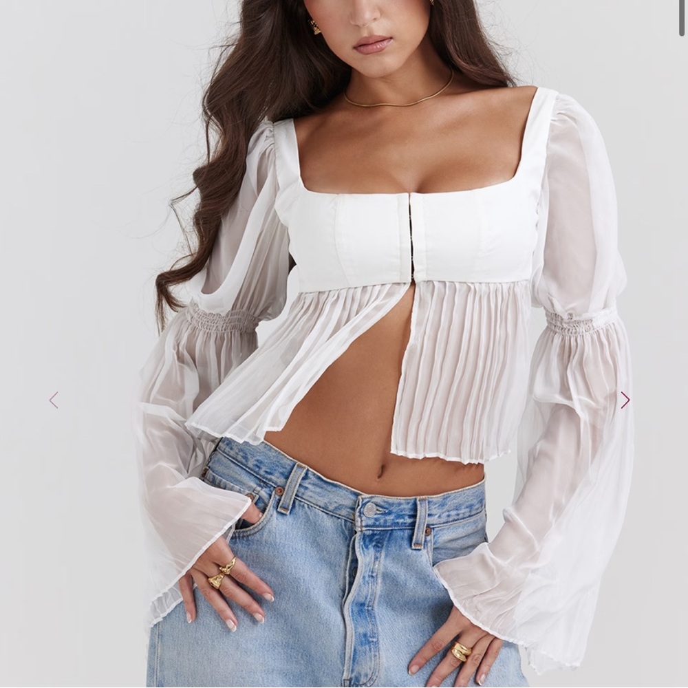 HOUSE OF CB Lucie White Pleated Top